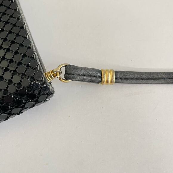 Whiting & Davis Vintage Black Mesh Evening Bag Crystal Faceted Chainmail Clutch - Picture 8 of 13